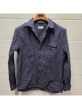 Saturdays NYC New York City Button Down Cotton Shirt dark navy blue Mens L 23x32